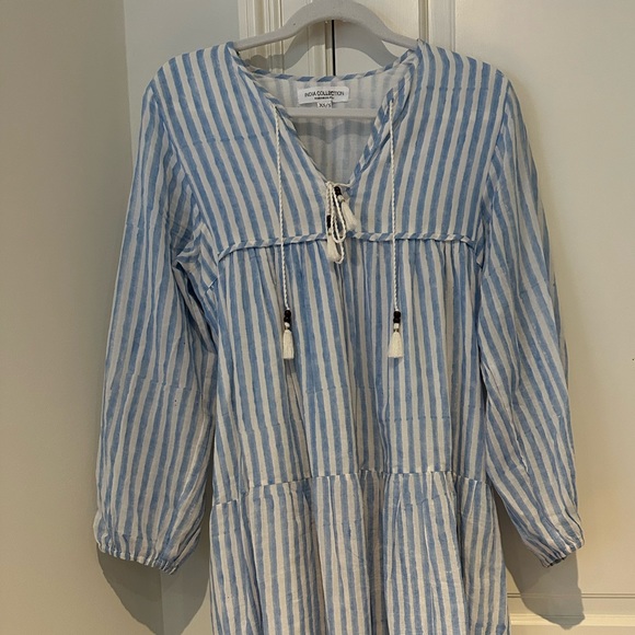 Emerson Fry India Collection Blue/White Stripe Heirloom Dress. Size XS/S. - Picture 9 of 9